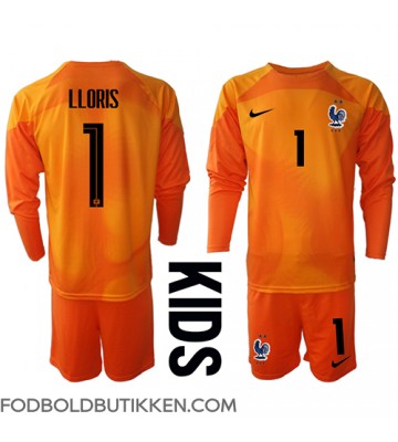 Frankrig Hugo Lloris #1 Målmand Hjemmebanetrøje Børn VM 2022 Langærmet (+ Korte bukser)